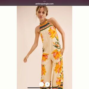 Anthropologie Multicolor Floral Halter Jumpsuit